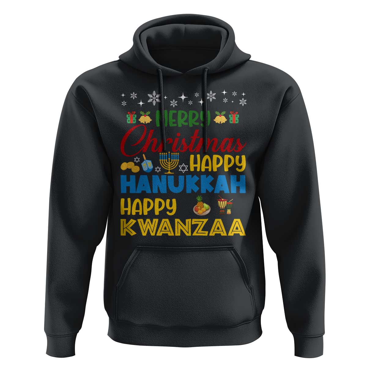 Celebrate All Holidays Merry Christmas Hanukkah Kwanzaa Gift Hoodie - Wonder Print Shop