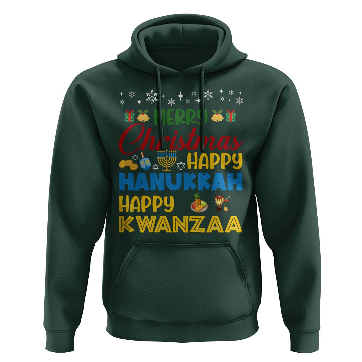 Celebrate All Holidays Merry Christmas Hanukkah Kwanzaa Gift Hoodie - Wonder Print Shop