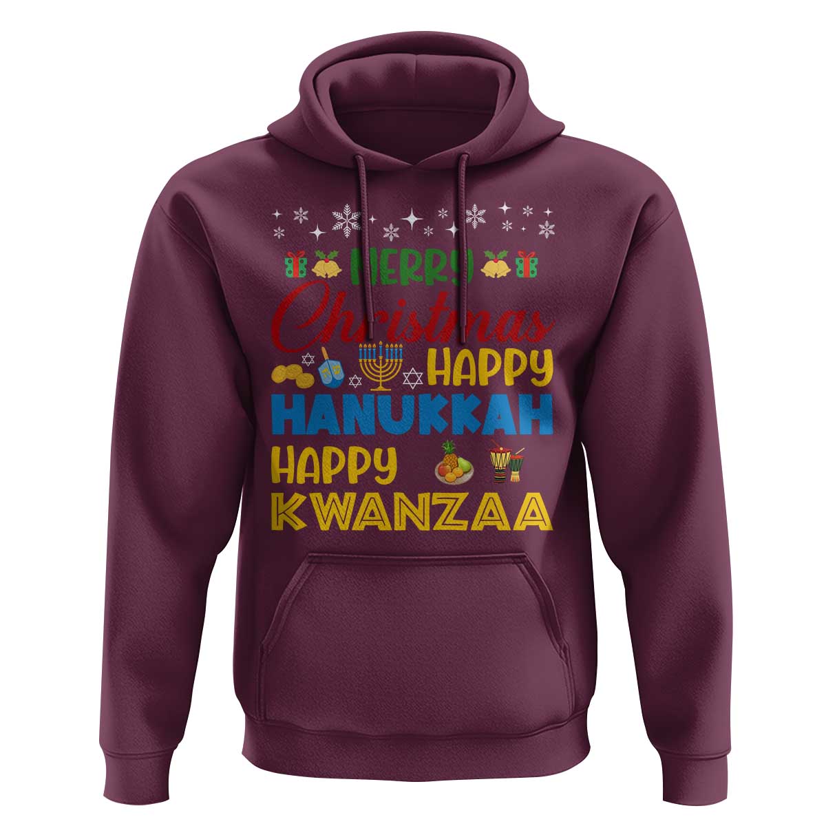 Celebrate All Holidays Merry Christmas Hanukkah Kwanzaa Gift Hoodie - Wonder Print Shop