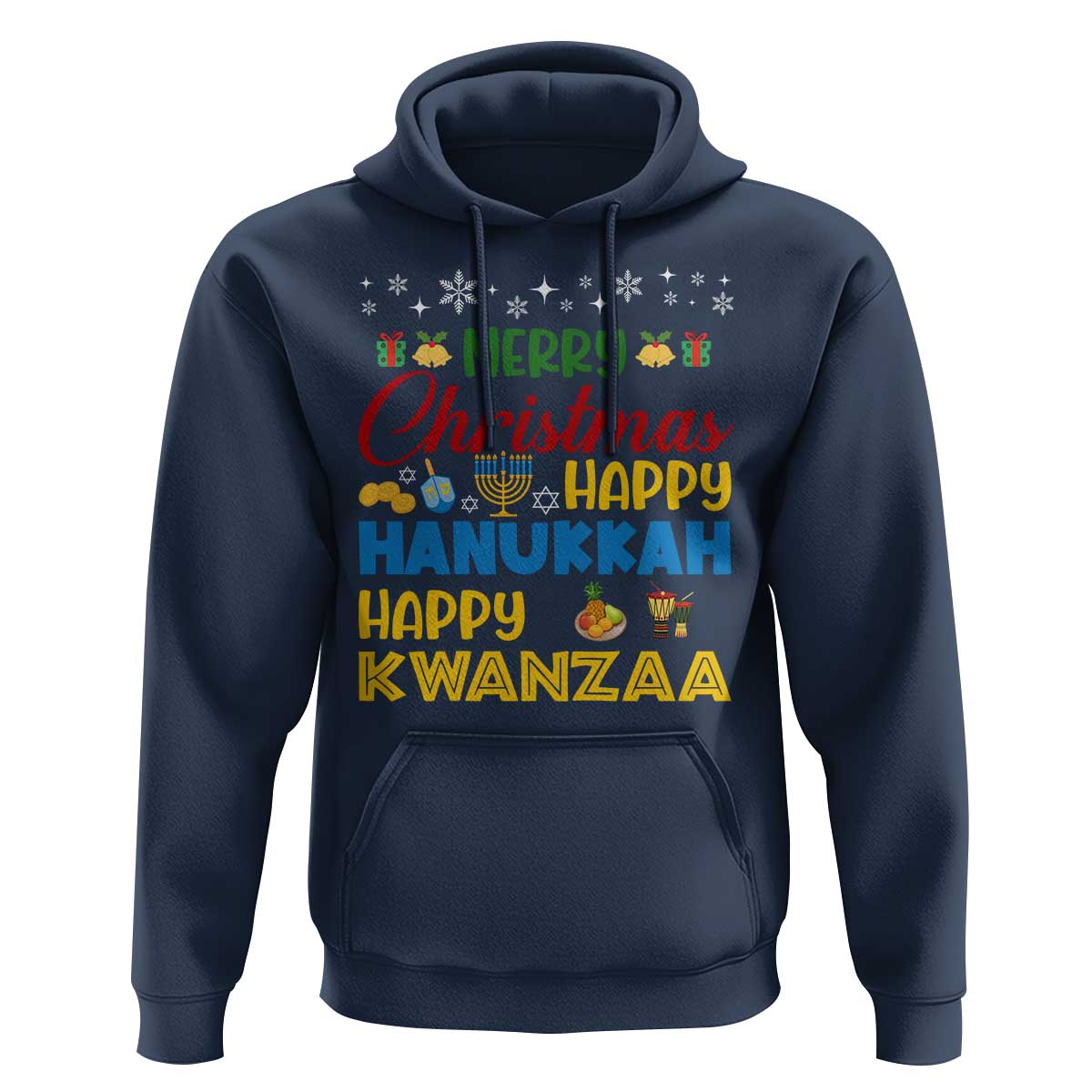 Celebrate All Holidays Merry Christmas Hanukkah Kwanzaa Gift Hoodie - Wonder Print Shop