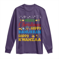 Celebrate All Holidays Merry Christmas Hanukkah Kwanzaa Gift Long Sleeve Shirt - Wonder Print Shop