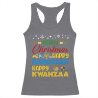 Celebrate All Holidays Merry Christmas Hanukkah Kwanzaa Gift Racerback Tank Top - Wonder Print Shop