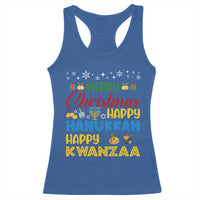 Celebrate All Holidays Merry Christmas Hanukkah Kwanzaa Gift Racerback Tank Top - Wonder Print Shop