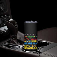 Celebrate All Holidays Merry Christmas Hanukkah Kwanzaa Gift Skinny Tumbler - Wonder Print Shop