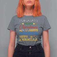 Celebrate All Holidays Merry Christmas Hanukkah Kwanzaa Gift T Shirt For Women - Wonder Print Shop