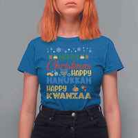 Celebrate All Holidays Merry Christmas Hanukkah Kwanzaa Gift T Shirt For Women - Wonder Print Shop