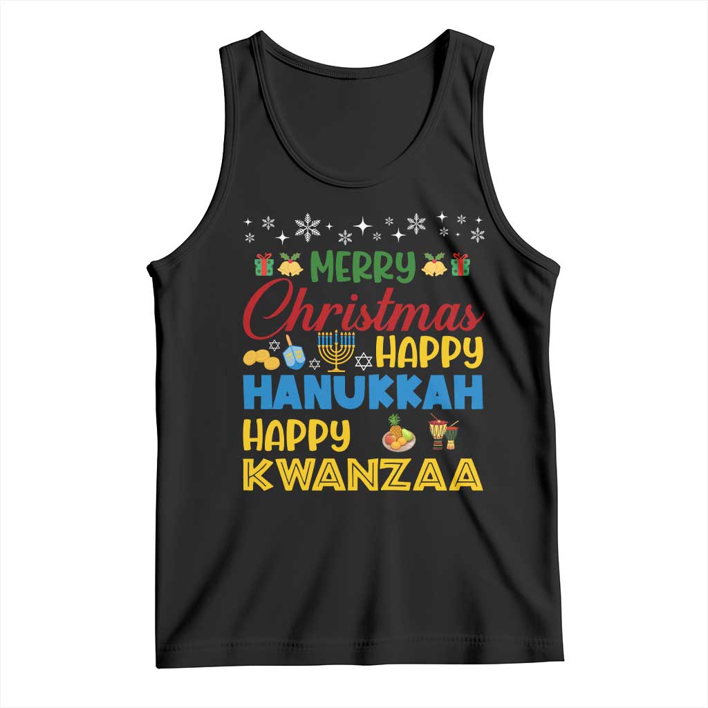 Celebrate All Holidays Merry Christmas Hanukkah Kwanzaa Gift Tank Top - Wonder Print Shop