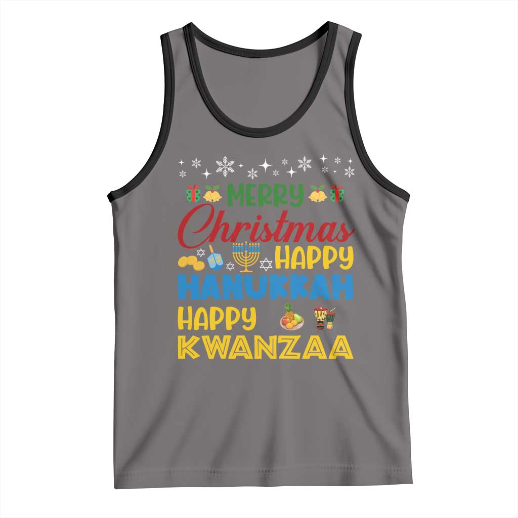 Celebrate All Holidays Merry Christmas Hanukkah Kwanzaa Gift Tank Top - Wonder Print Shop