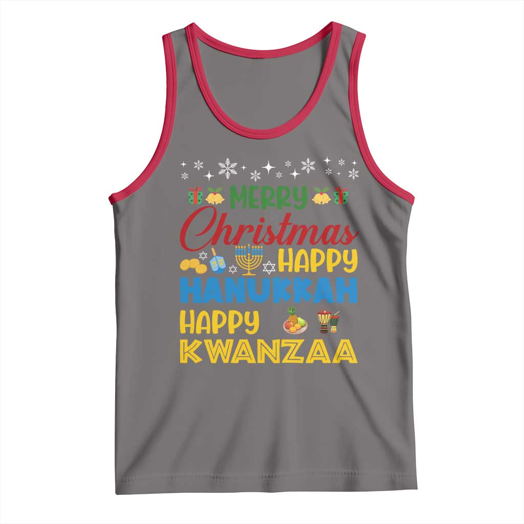 Celebrate All Holidays Merry Christmas Hanukkah Kwanzaa Gift Tank Top - Wonder Print Shop