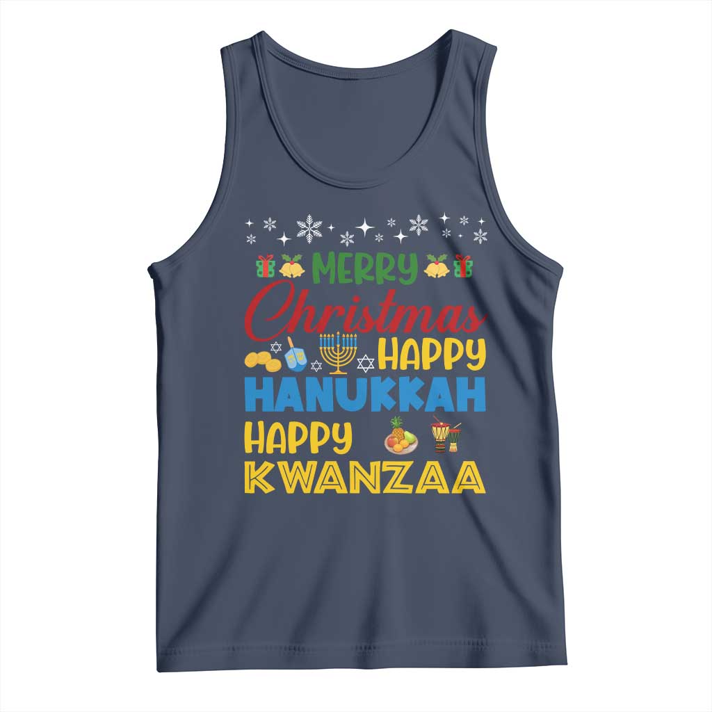 Celebrate All Holidays Merry Christmas Hanukkah Kwanzaa Gift Tank Top - Wonder Print Shop