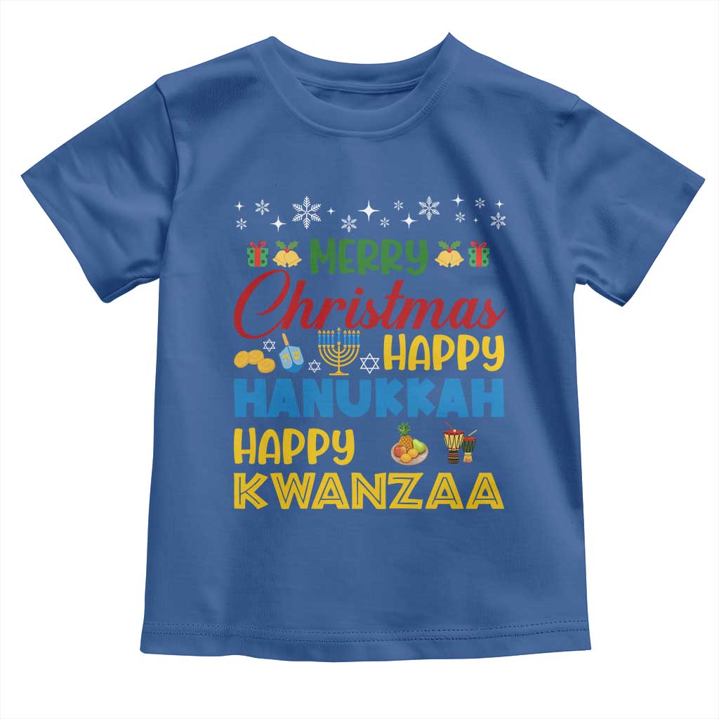 Celebrate All Holidays Merry Christmas Hanukkah Kwanzaa Gift Toddler T Shirt - Wonder Print Shop