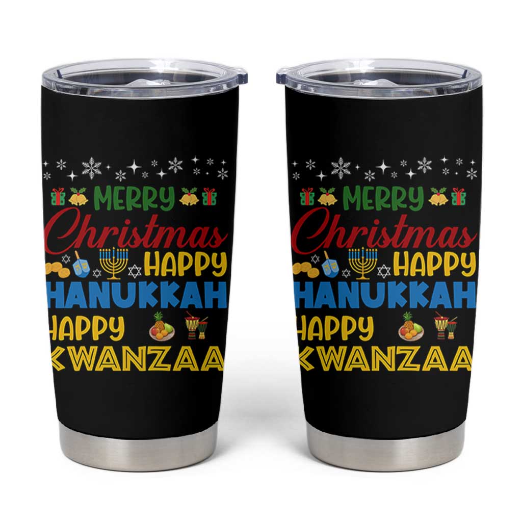 Celebrate All Holidays Merry Christmas Hanukkah Kwanzaa Gift Tumbler Cup - Wonder Print Shop