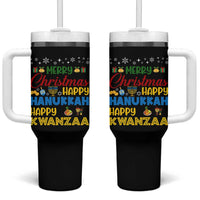 Celebrate All Holidays Merry Christmas Hanukkah Kwanzaa Gift Tumbler With Handle - Wonder Print Shop