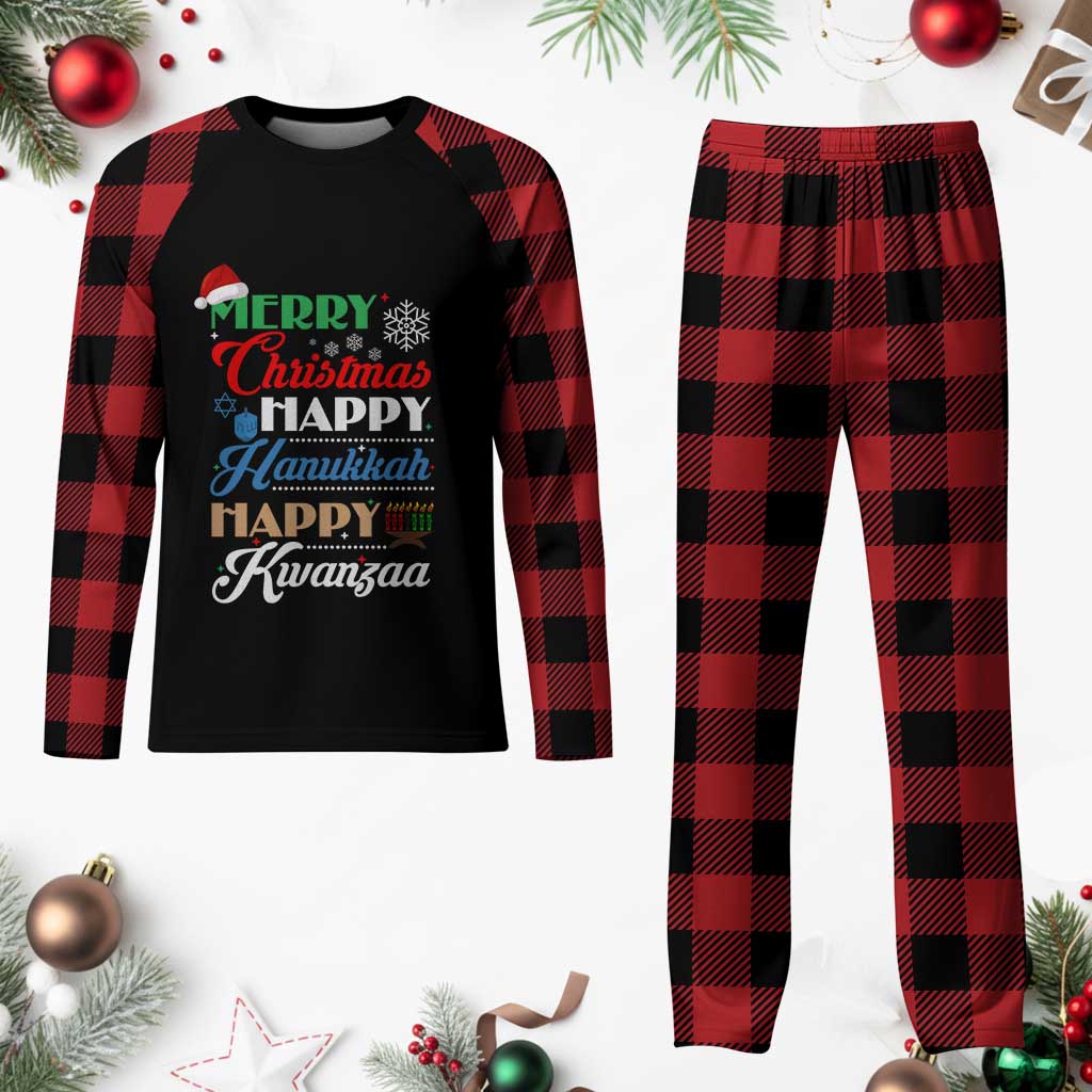 Funny Xmas Hanukkah Kwanzaa Plaid Pajama Set December Holiday Gift - Wonder Print Shop