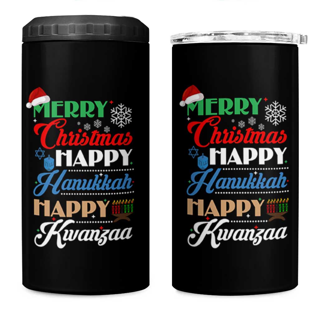 Funny Christmas Hanukkah Kwanzaa 4 in 1 Can Cooler Tumbler December Holiday Gift - Wonder Print Shop