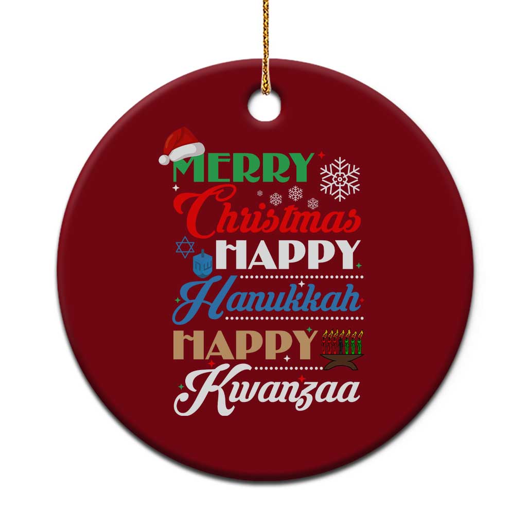 Funny Christmas Hanukkah Kwanzaa Ceramic Ornament December Holiday Gift - Wonder Print Shop