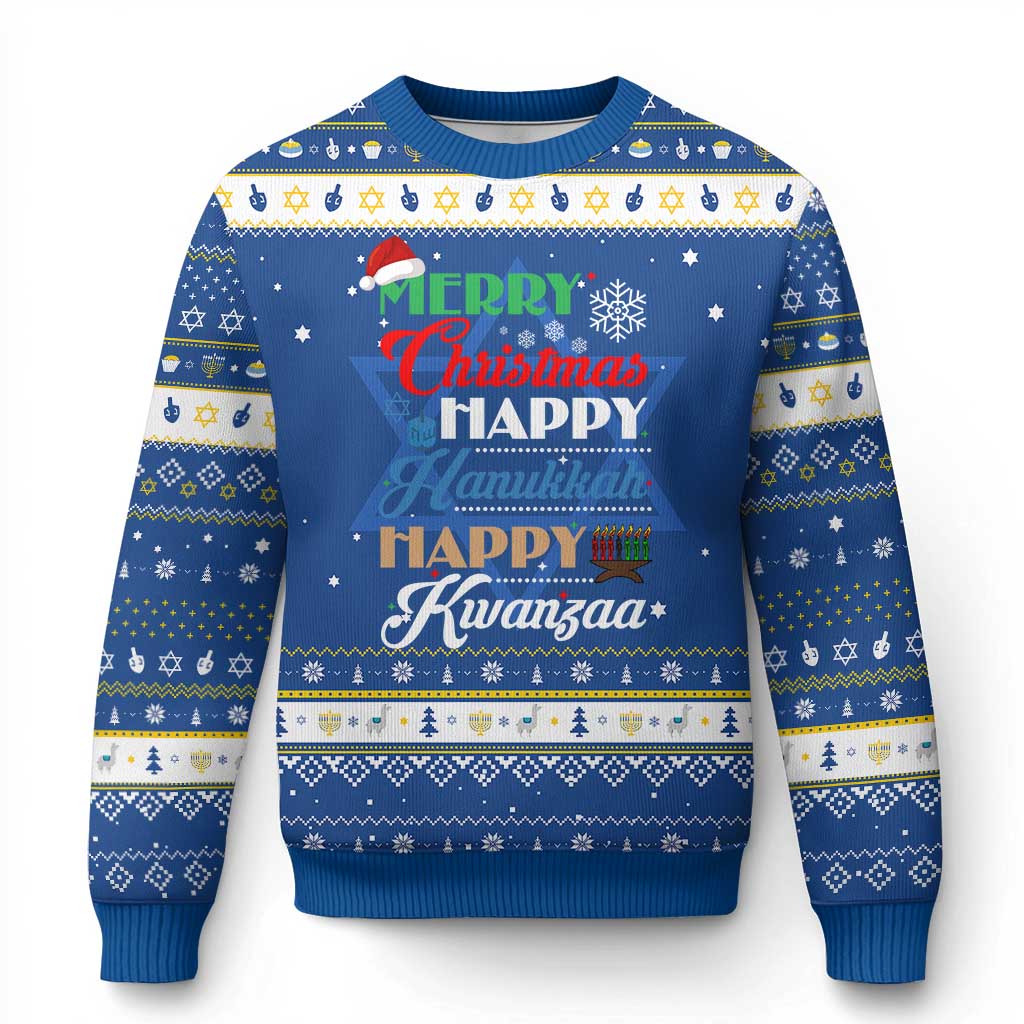 Funny Christmahanakwanzika Hanukkah Ugly Sweater December Holiday Gift - Wonder Print Shop