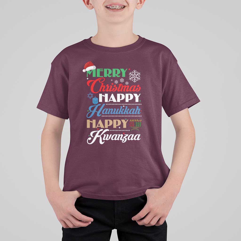Funny Christmas Hanukkah Kwanzaa T Shirt For Kid December Holiday Gift - Wonder Print Shop
