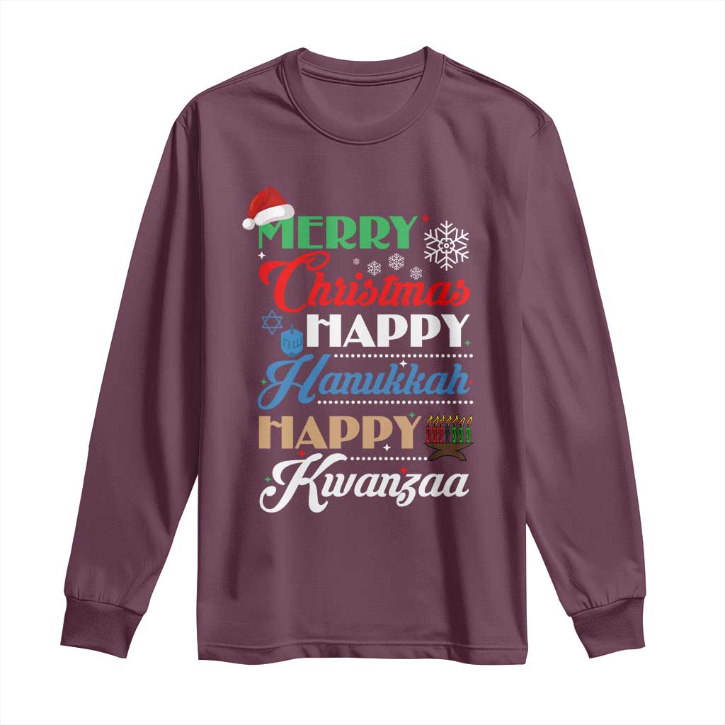 Funny Christmas Hanukkah Kwanzaa Long Sleeve Shirt December Holiday Gift - Wonder Print Shop