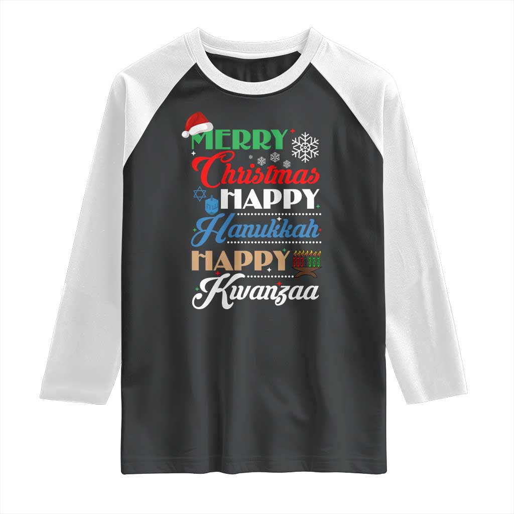 Funny Christmas Hanukkah Kwanzaa Raglan Shirt December Holiday Gift - Wonder Print Shop