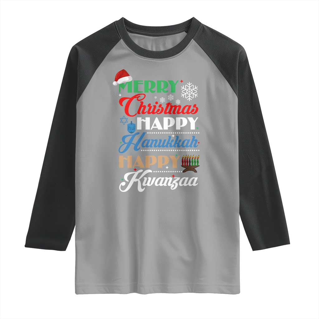 Funny Christmas Hanukkah Kwanzaa Raglan Shirt December Holiday Gift - Wonder Print Shop