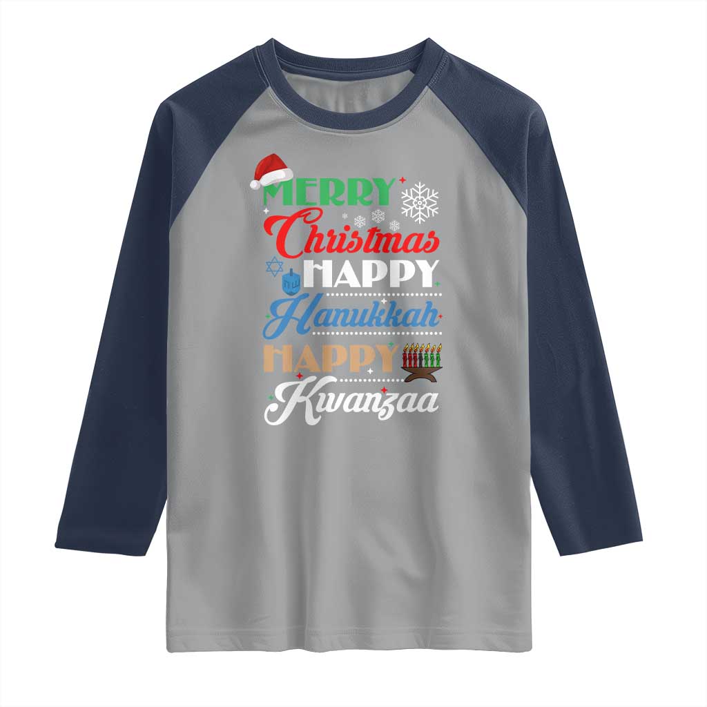 Funny Christmas Hanukkah Kwanzaa Raglan Shirt December Holiday Gift - Wonder Print Shop
