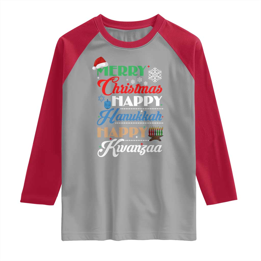 Funny Christmas Hanukkah Kwanzaa Raglan Shirt December Holiday Gift - Wonder Print Shop