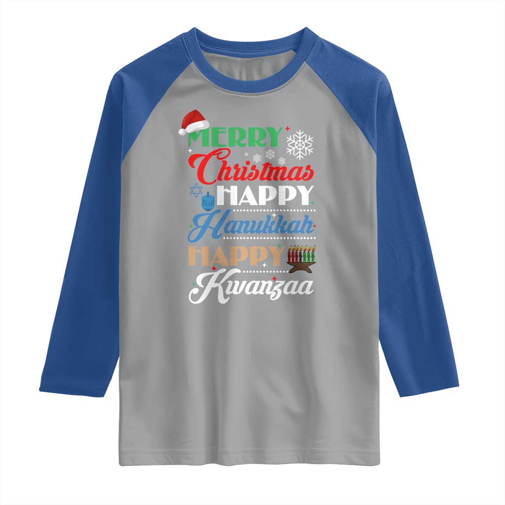 Funny Christmas Hanukkah Kwanzaa Raglan Shirt December Holiday Gift - Wonder Print Shop