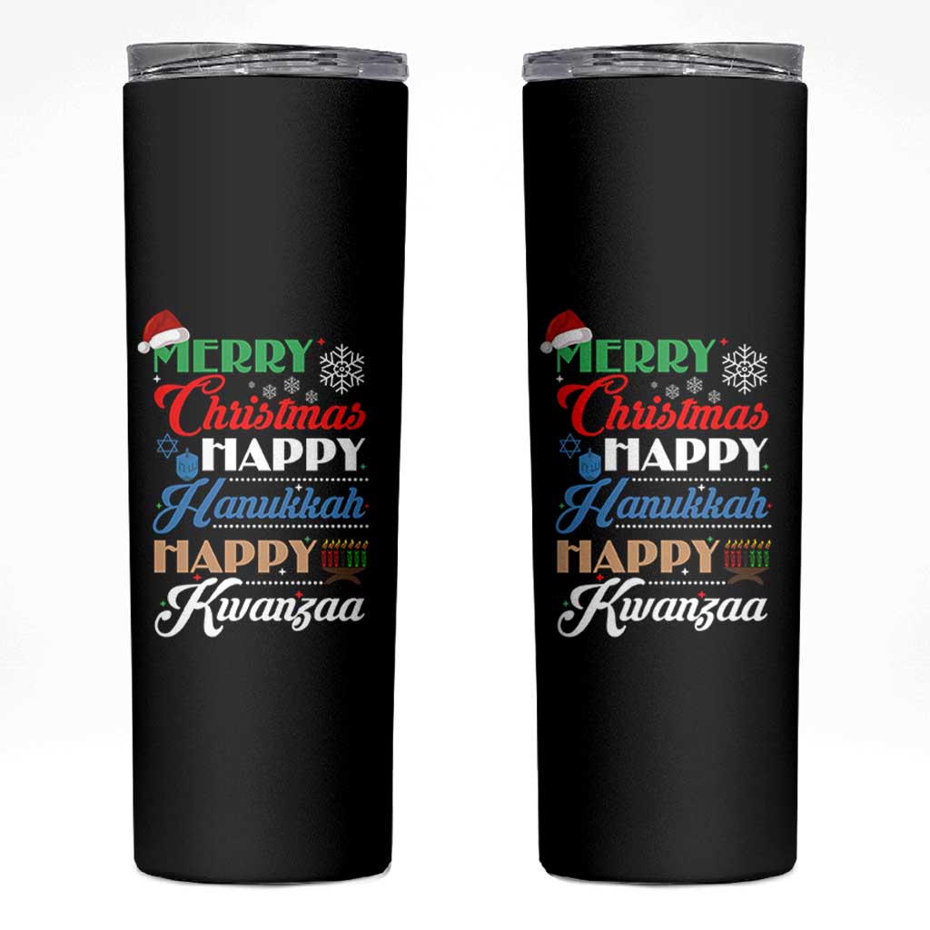 Funny Christmas Hanukkah Kwanzaa Skinny Tumbler December Holiday Gift - Wonder Print Shop