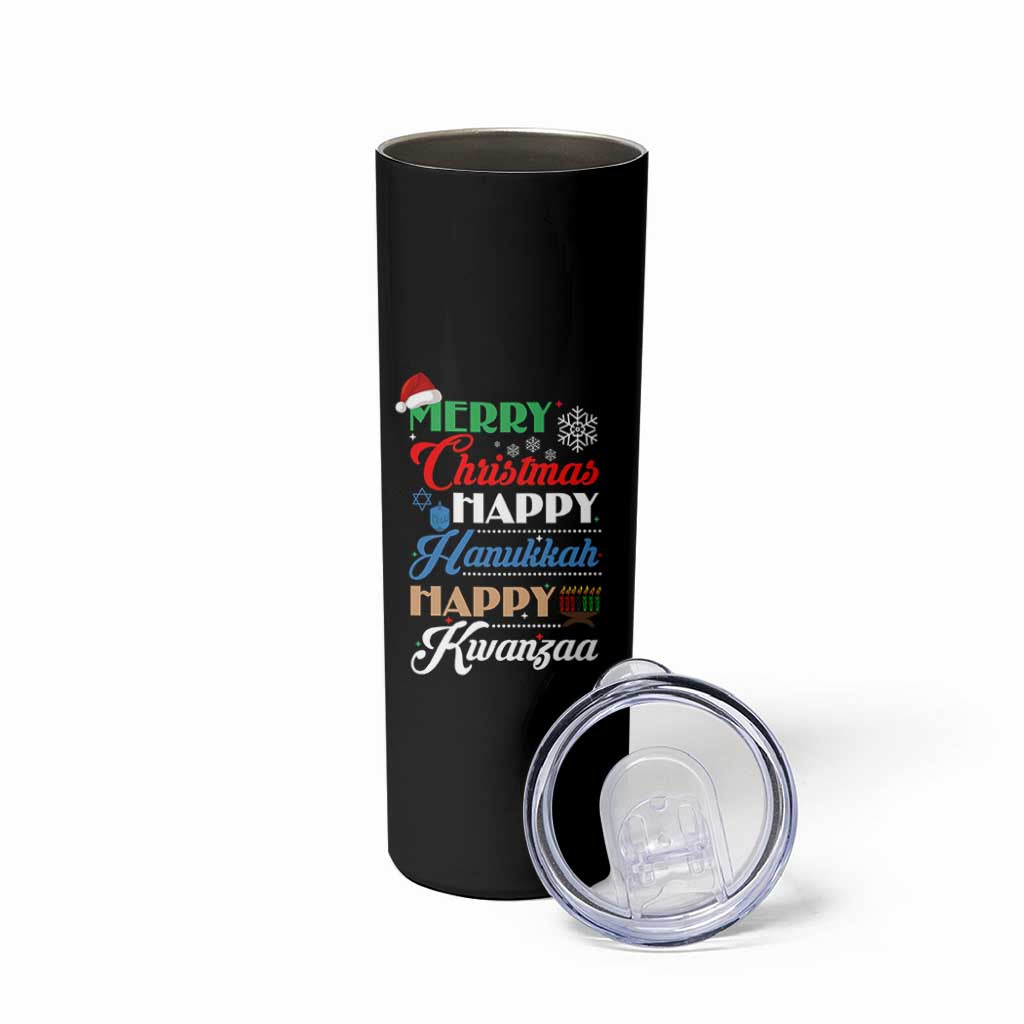 Funny Christmas Hanukkah Kwanzaa Skinny Tumbler December Holiday Gift - Wonder Print Shop