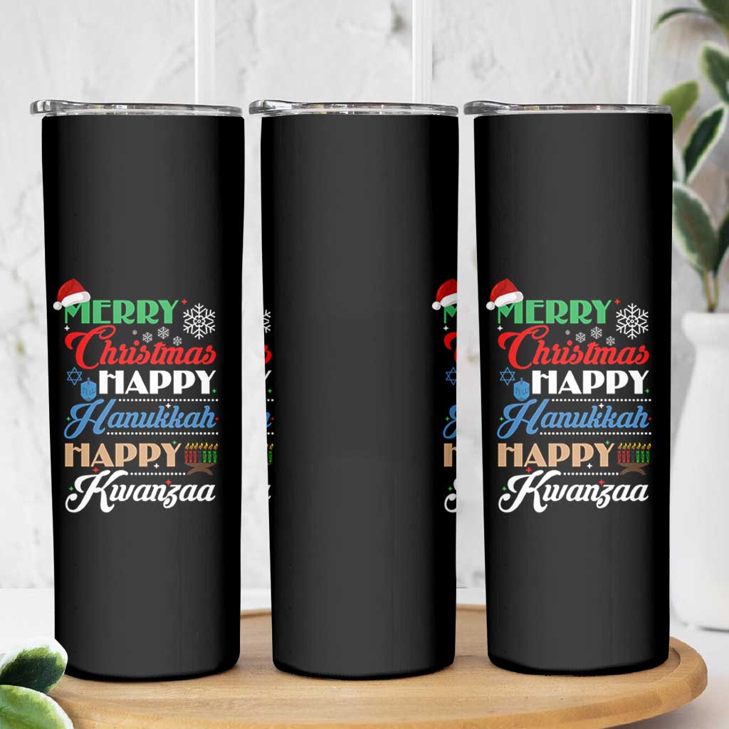 Funny Christmas Hanukkah Kwanzaa Skinny Tumbler December Holiday Gift - Wonder Print Shop