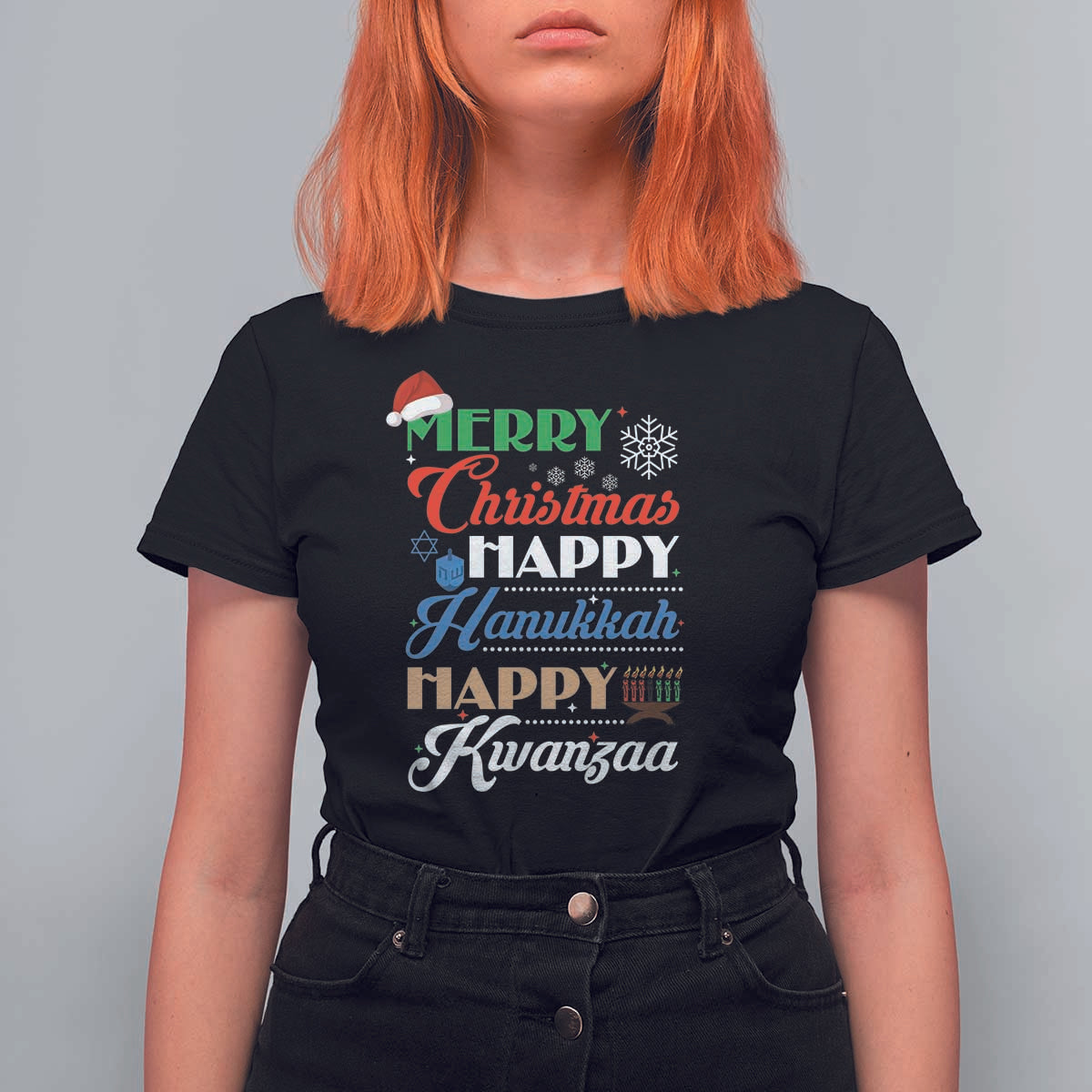 Funny Christmas Hanukkah Kwanzaa T Shirt For Women December Holiday Gift - Wonder Print Shop