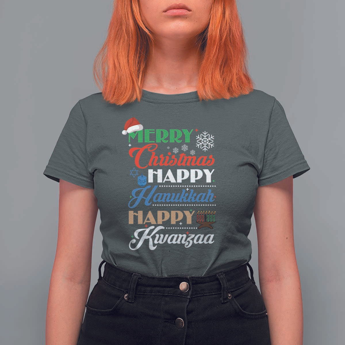 Funny Christmas Hanukkah Kwanzaa T Shirt For Women December Holiday Gift - Wonder Print Shop