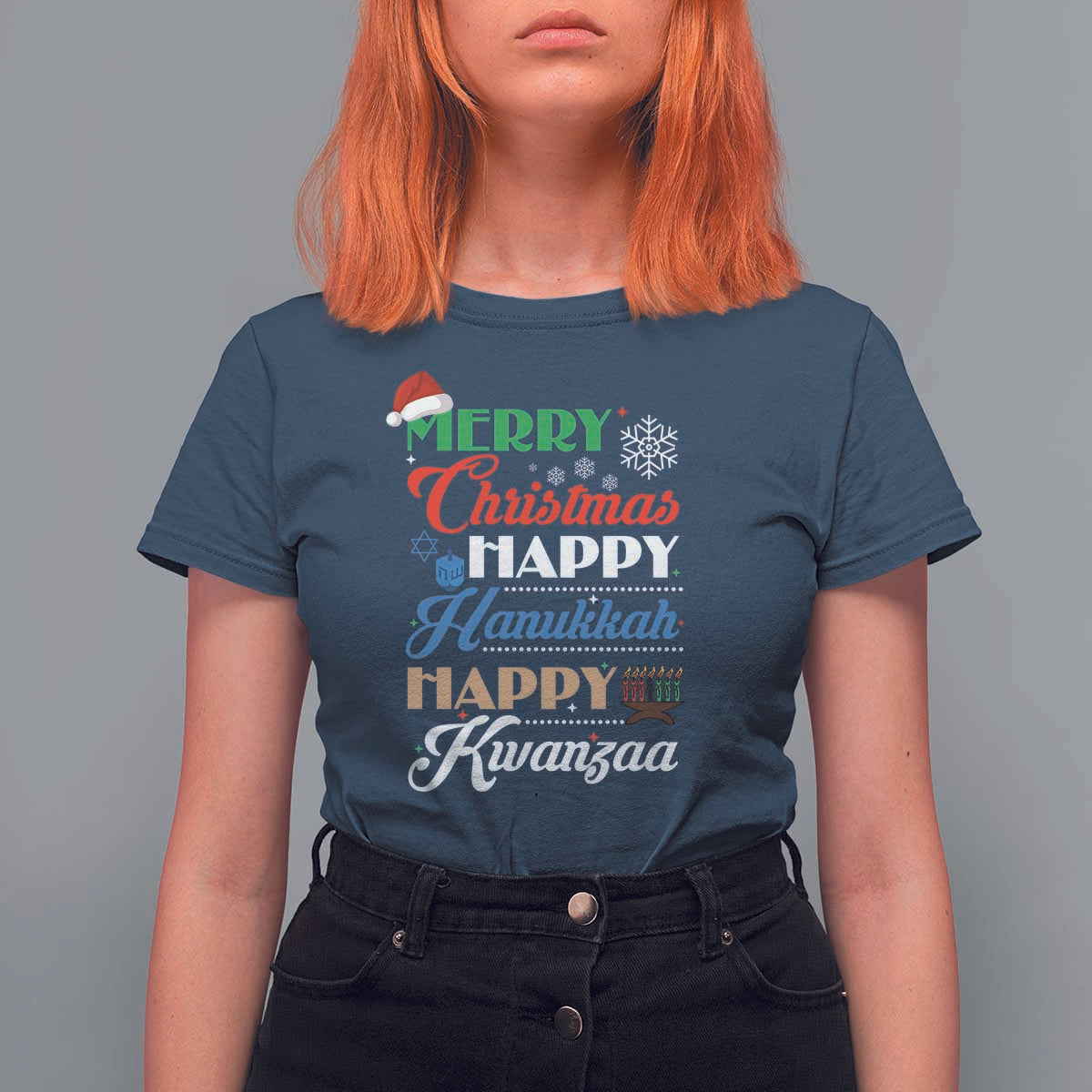 Funny Christmas Hanukkah Kwanzaa T Shirt For Women December Holiday Gift - Wonder Print Shop