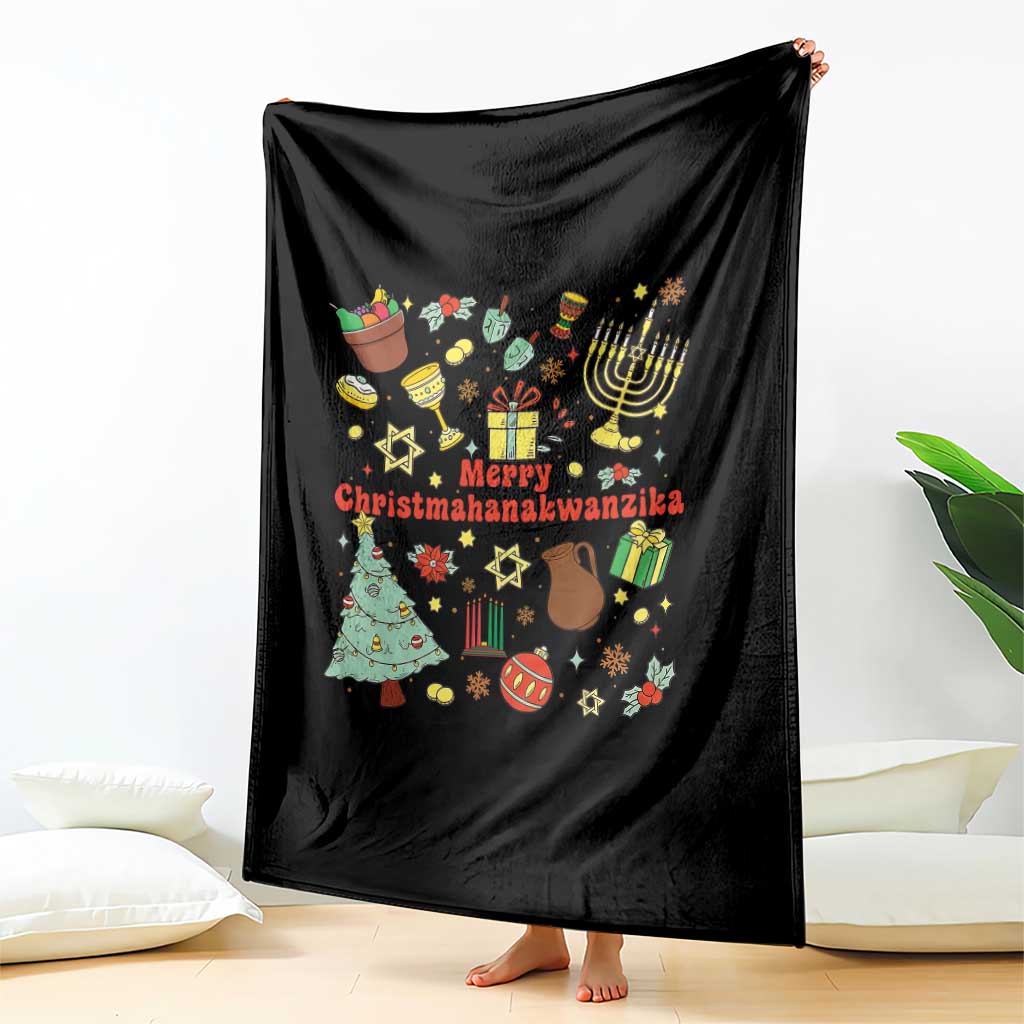 Merry Christmahanakwanzika Throw Blanket Funny Winter Holiday Gift - Wonder Print Shop
