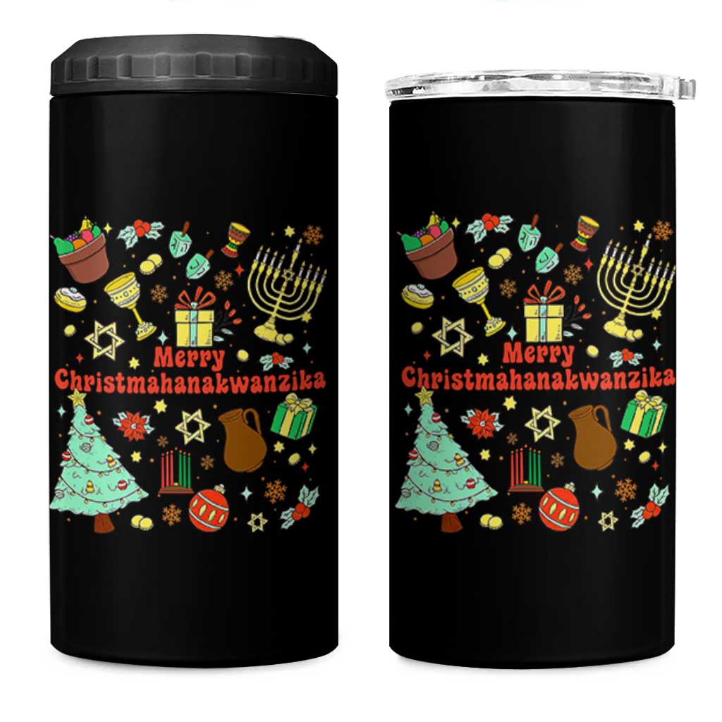 Merry Christmahanakwanzika 4 in 1 Can Cooler Tumbler Funny Winter Holiday Gift - Wonder Print Shop