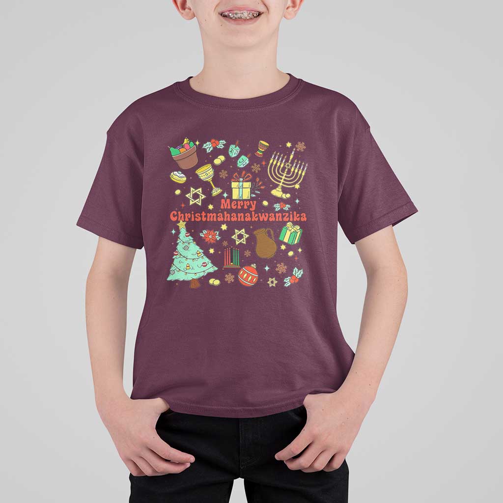 Merry Christmahanakwanzika T Shirt For Kid Funny Winter Holiday Gift - Wonder Print Shop