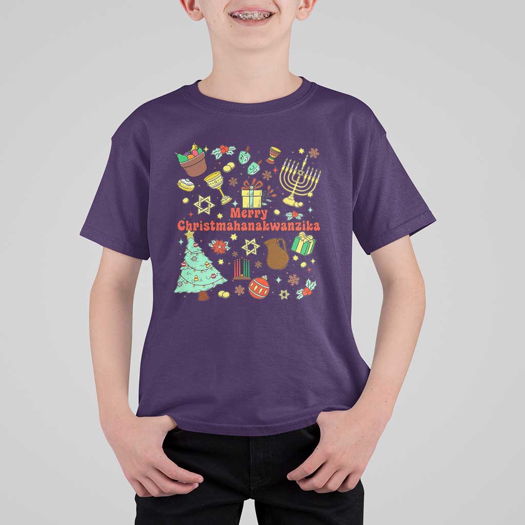 Merry Christmahanakwanzika T Shirt For Kid Funny Winter Holiday Gift - Wonder Print Shop