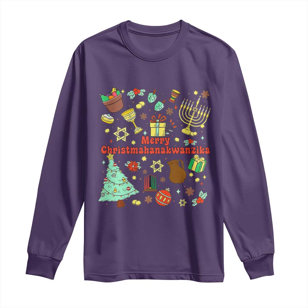 Merry Christmahanakwanzika Long Sleeve Shirt Funny Winter Holiday Gift - Wonder Print Shop