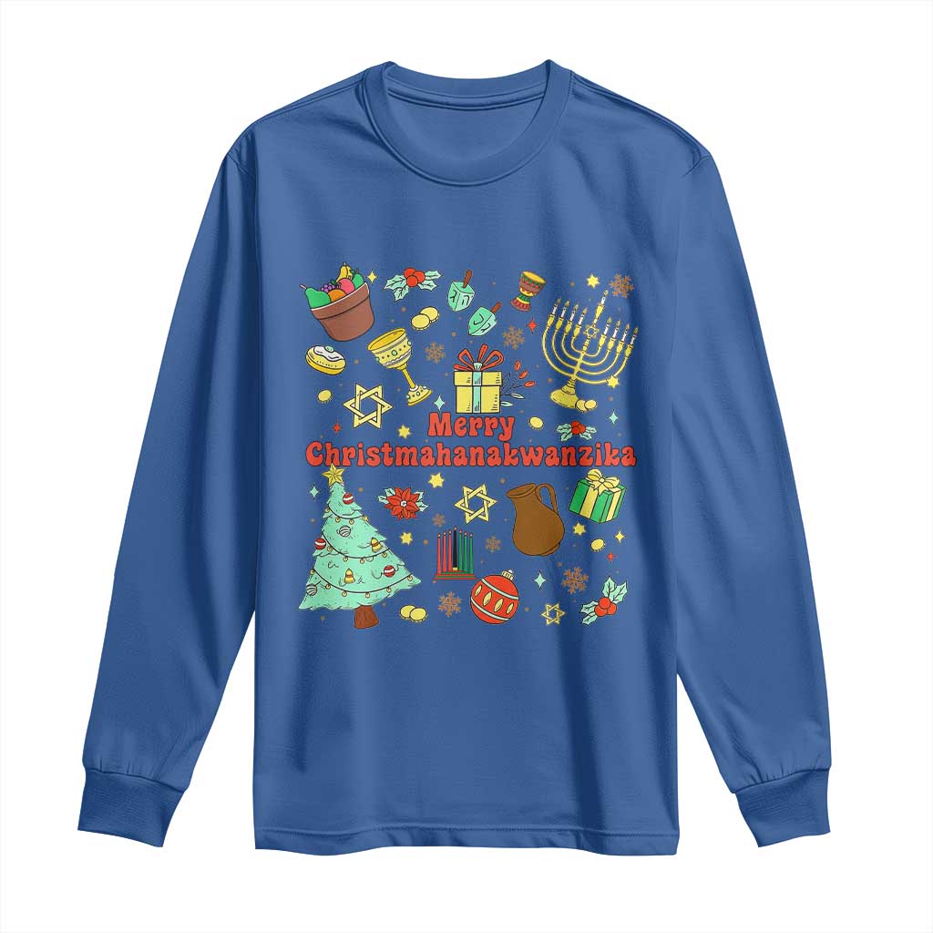Merry Christmahanakwanzika Long Sleeve Shirt Funny Winter Holiday Gift - Wonder Print Shop