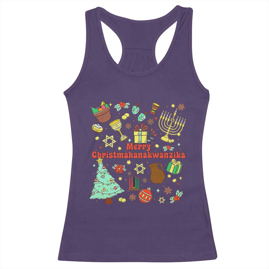 Merry Christmahanakwanzika Racerback Tank Top Funny Winter Holiday Gift - Wonder Print Shop