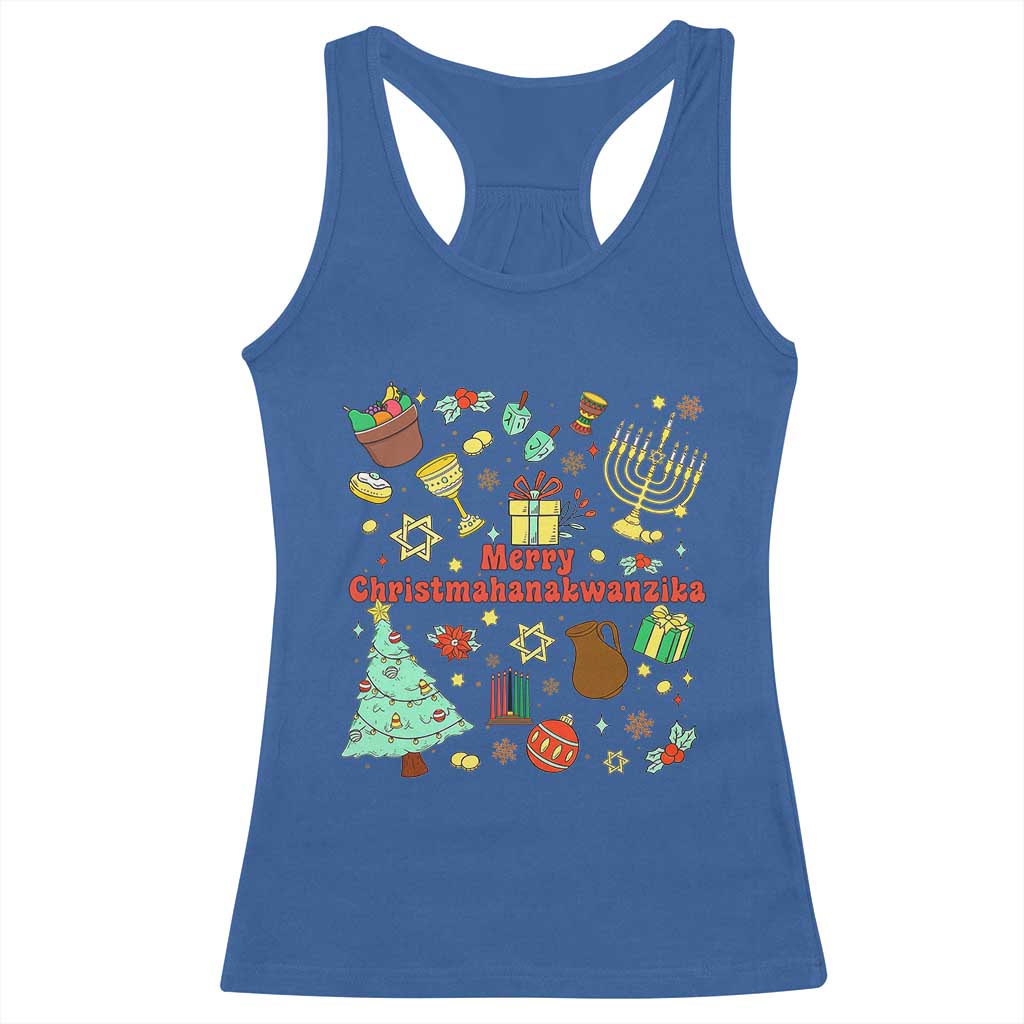 Merry Christmahanakwanzika Racerback Tank Top Funny Winter Holiday Gift - Wonder Print Shop