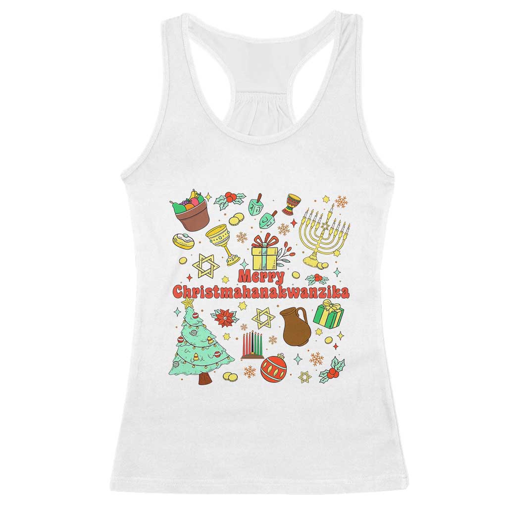 Merry Christmahanakwanzika Racerback Tank Top Funny Winter Holiday Gift - Wonder Print Shop