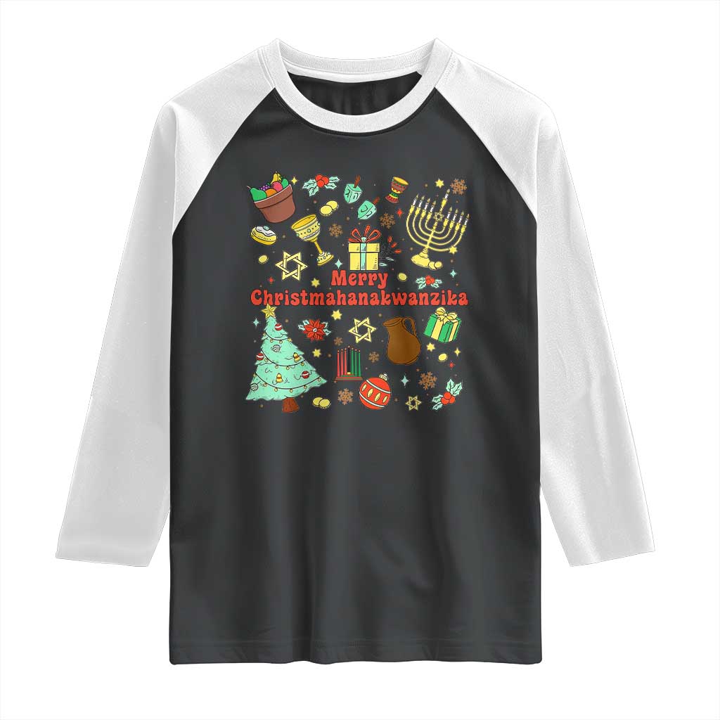 Merry Christmahanakwanzika Raglan Shirt Funny Winter Holiday Gift - Wonder Print Shop