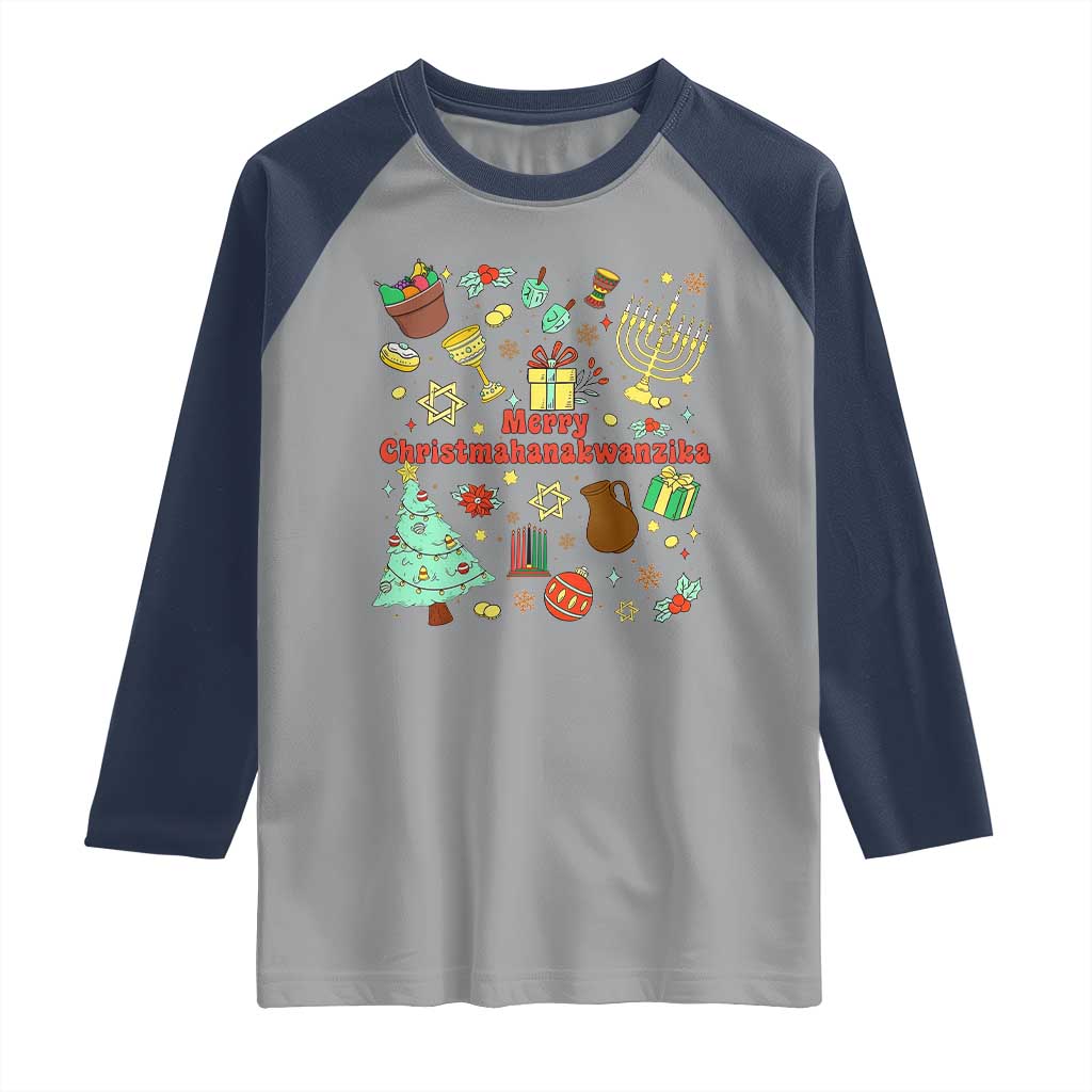 Merry Christmahanakwanzika Raglan Shirt Funny Winter Holiday Gift - Wonder Print Shop