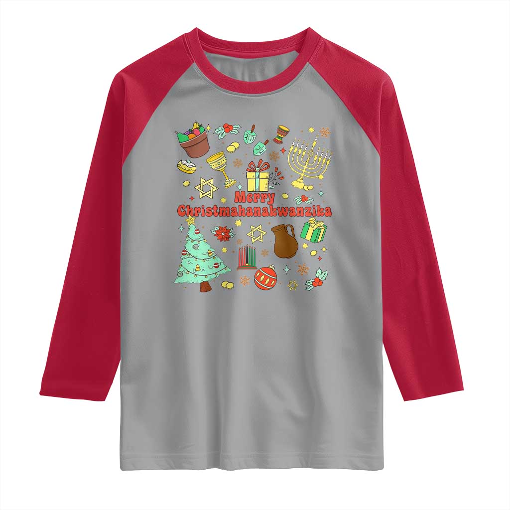 Merry Christmahanakwanzika Raglan Shirt Funny Winter Holiday Gift - Wonder Print Shop