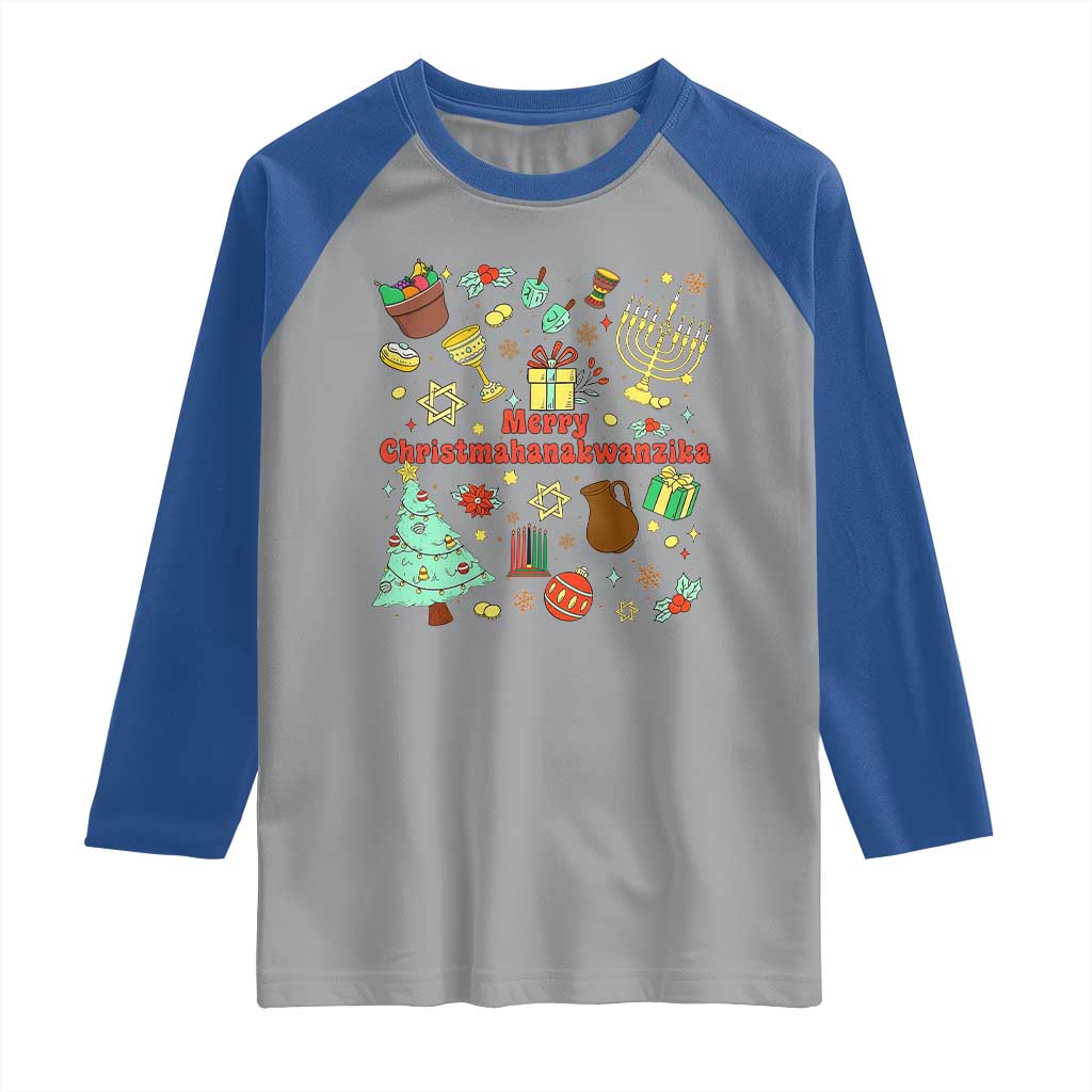 Merry Christmahanakwanzika Raglan Shirt Funny Winter Holiday Gift - Wonder Print Shop