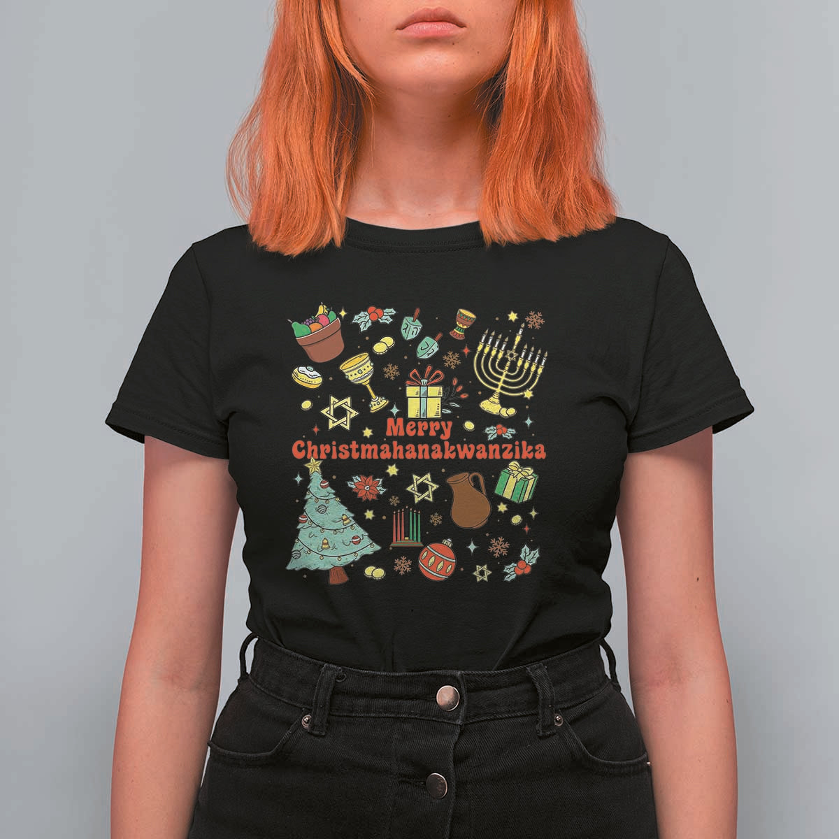 Merry Christmahanakwanzika T Shirt For Women Funny Winter Holiday Gift - Wonder Print Shop
