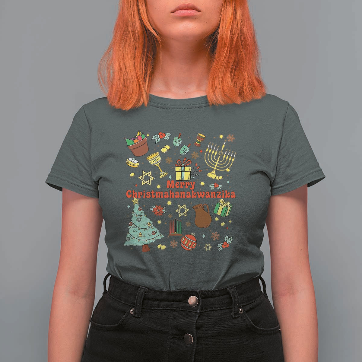 Merry Christmahanakwanzika T Shirt For Women Funny Winter Holiday Gift - Wonder Print Shop