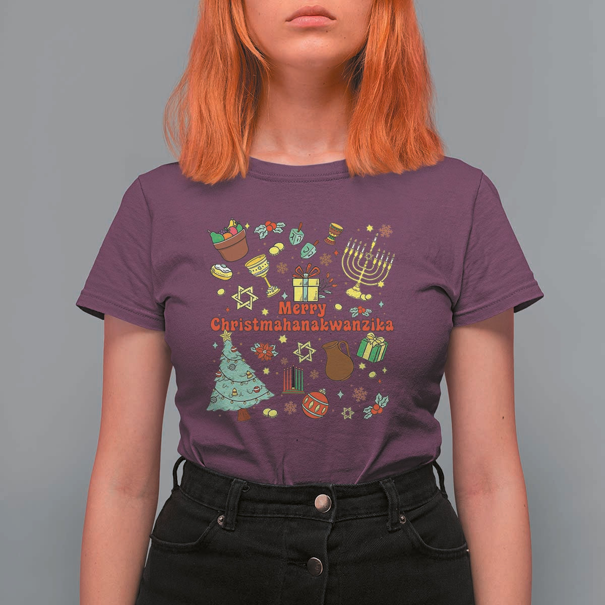 Merry Christmahanakwanzika T Shirt For Women Funny Winter Holiday Gift - Wonder Print Shop